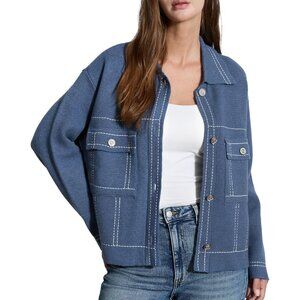 Embroidered Knit Cardigan 2024 Fall Oversized Sweater for Women Flattering